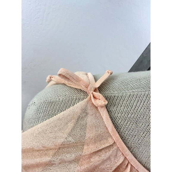 Vintage 70s Chiffon Dress Split Sleeve Maxi Capelet Peach Floral Split Sleeve - Picture 6 of 16